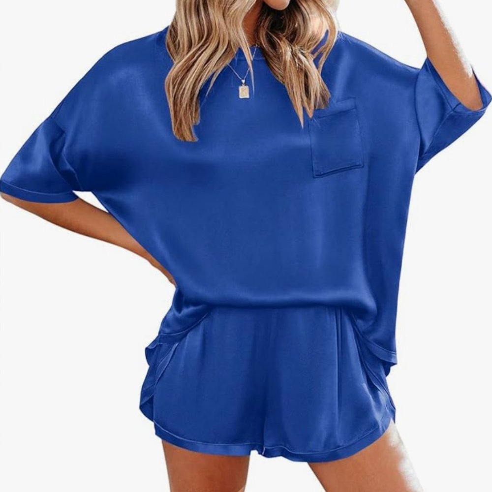 Blue Satin Pajamas